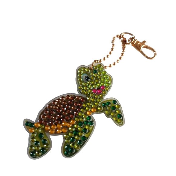 Turtle Bling Keychain Bookbag Luggage Charm Sparkly Acrylic Rhinestone Gift - Picture 5 of 5